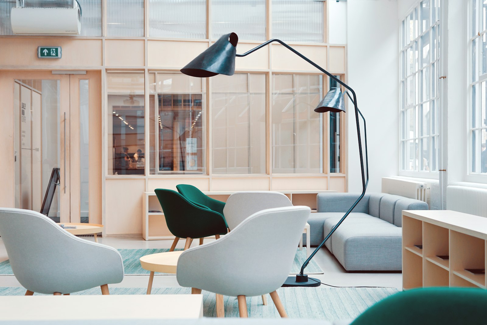 Newly fitted contemporary office lounge