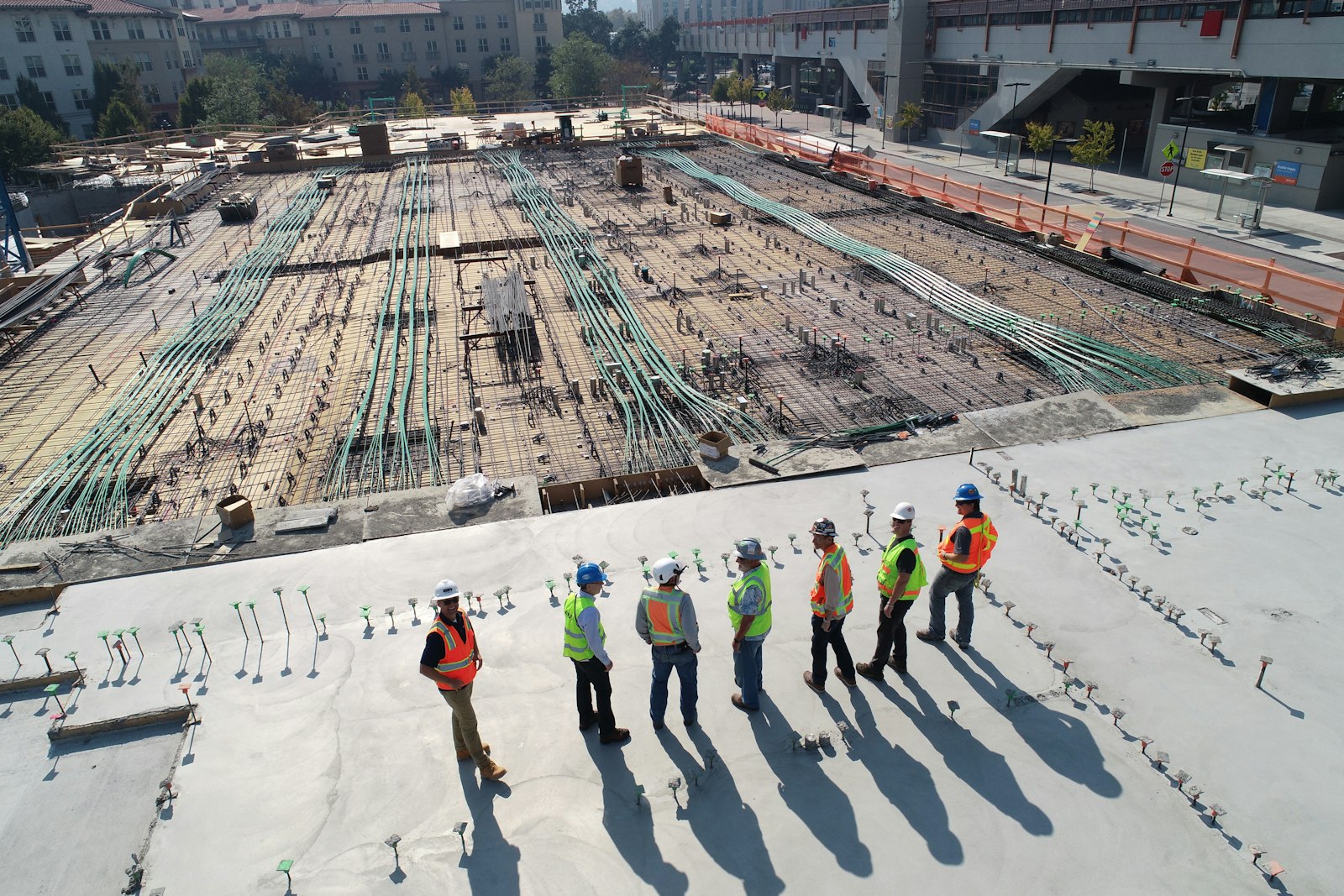 Construction site with tower crane