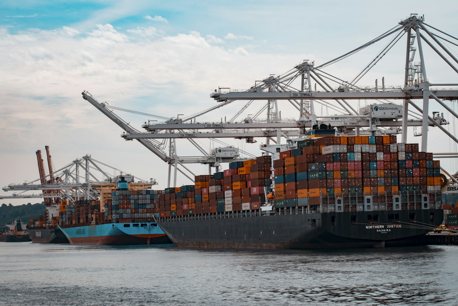 Stacked shipping containers